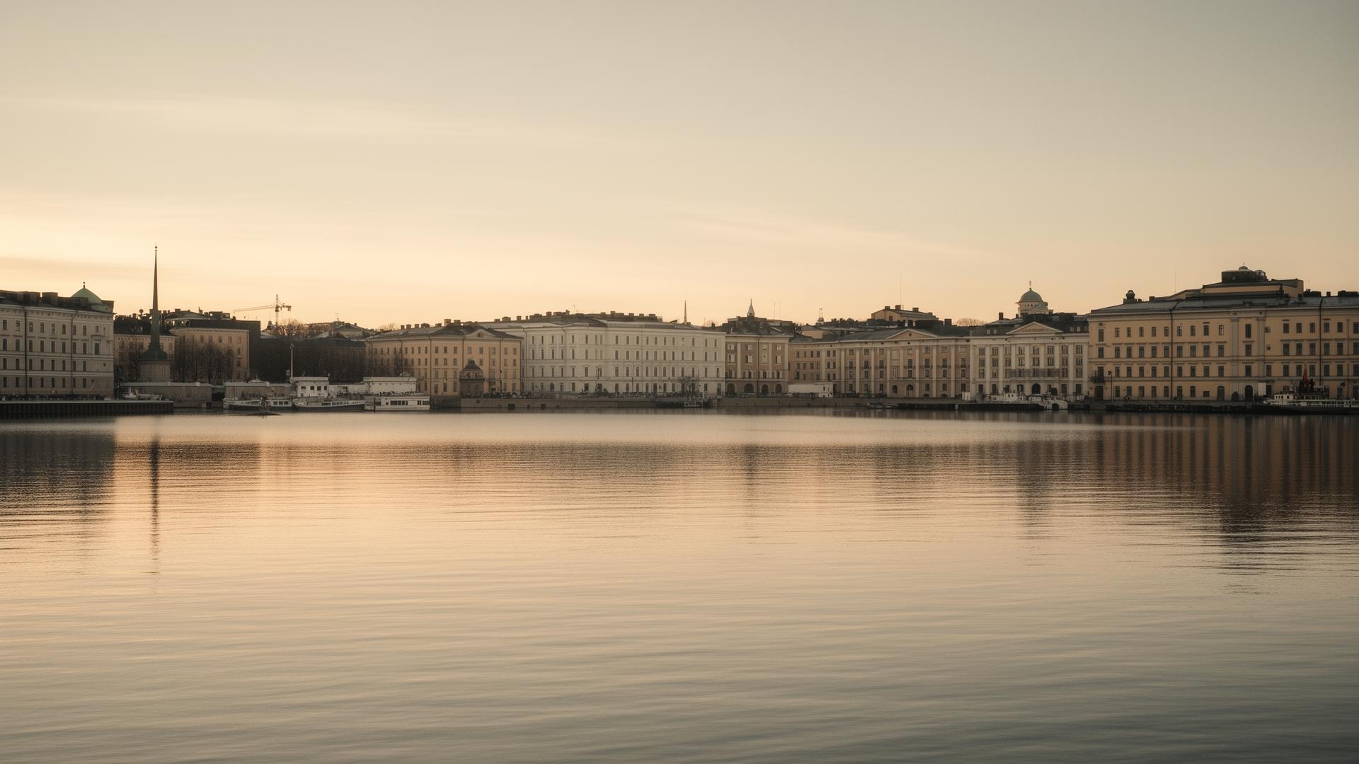 Helsinki harbor at golden hour